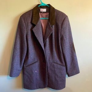 Charies Klen Brown Coat w/ Leather Collar and Elbow Patches